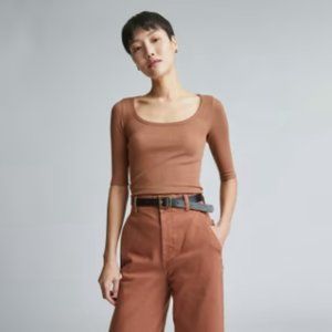 Everlane The Pima Micro-Rib Scoop-Neck Tee